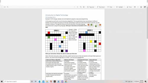 In this project you will write a set of instructions (algorithm). The two grids below have colored