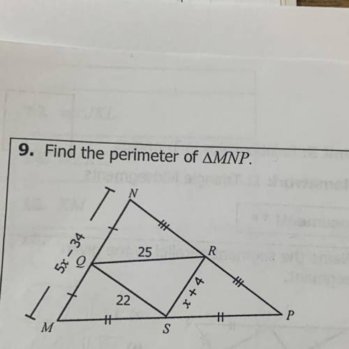 Find the perimeter of MNP
Question #9.