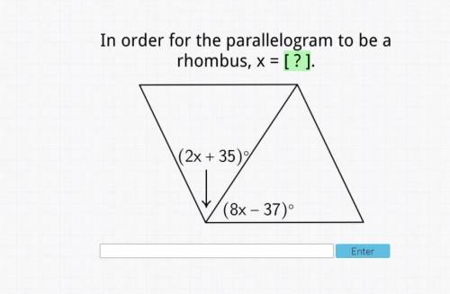 In order for the parallelogram to be a rhombus x=?