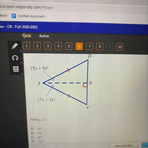 Find the measure of angle c