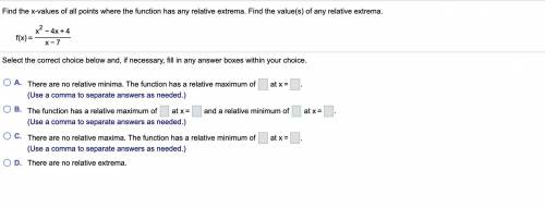 What are the x values of all points where the function has any relative extrema?