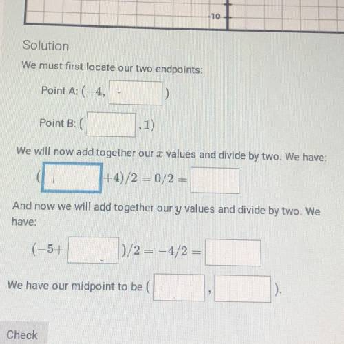 +10

Solution
We must first locate our two endpoints:
Point A: (-4,
Point B: ( 4
,)
We will now ad