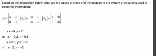 EDGE Cramer's Rule QUIZ

this is the answers to the whole quiz since it took me forever to find th