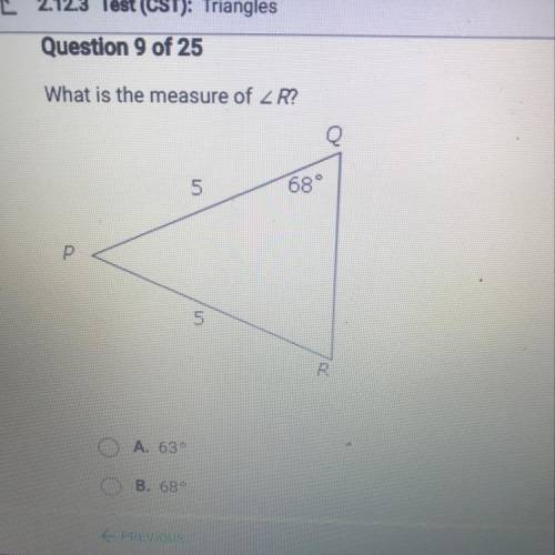 What is the measure of angle R?