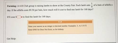 To solve this problem I multiplied $9.50 x 168 to figure out how much it would cost to feed the lam