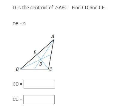 Answer the following questions about the centroid of this triangle