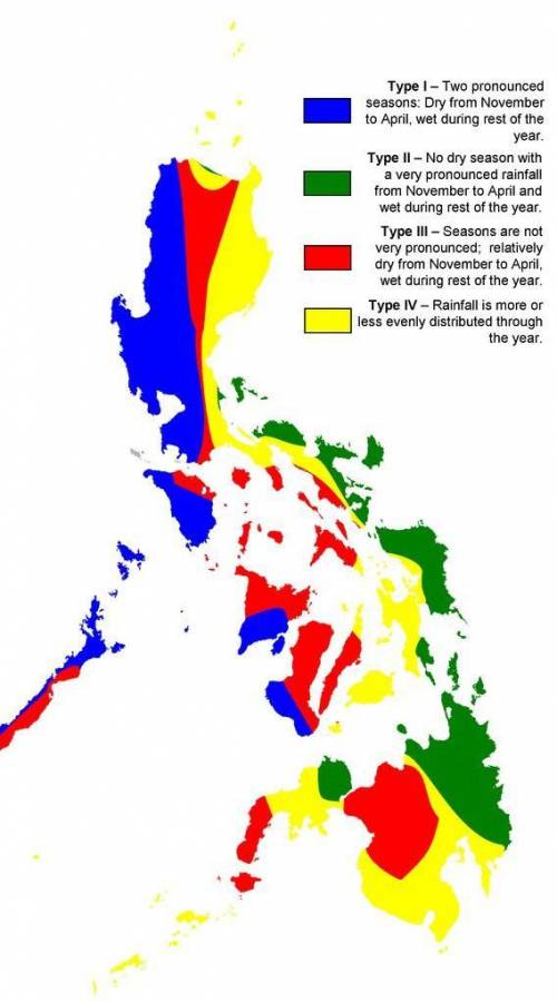 TRY THIS... A. Observe the climate map of the Philippines, identify as to what climate types the di