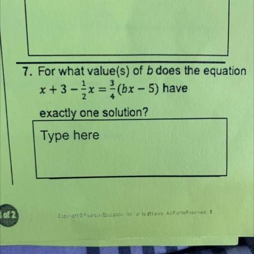 Please help me it’s getting late and it’s due tomorrow

For what value(s) of b does the equation
x