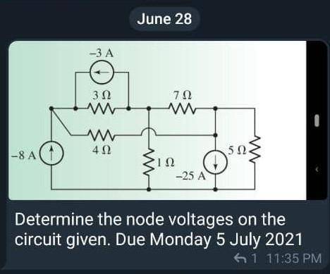 Determine the node voltages on the circuit given.​