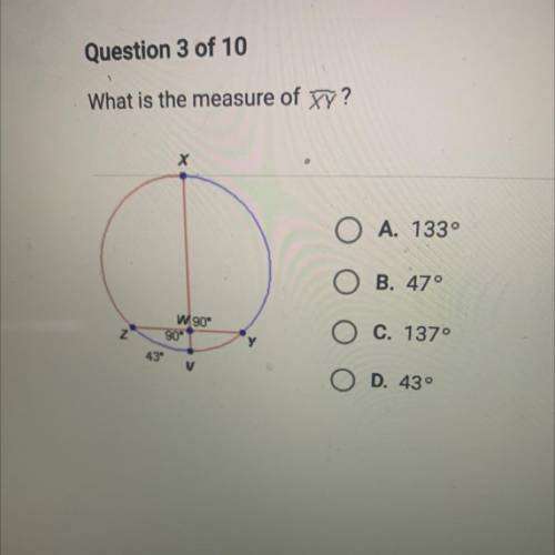 What is the Measure of arc XY?