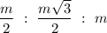 \dfrac{m}{2}~:~\dfrac{m\sqrt{3}}{2}~:~m