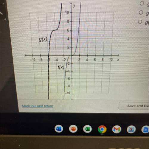 Which represents g(x), the translated function?

O g(x) = (x + 4)3 + 6
O g(x) = (x – 4)3 + 6
O g(x