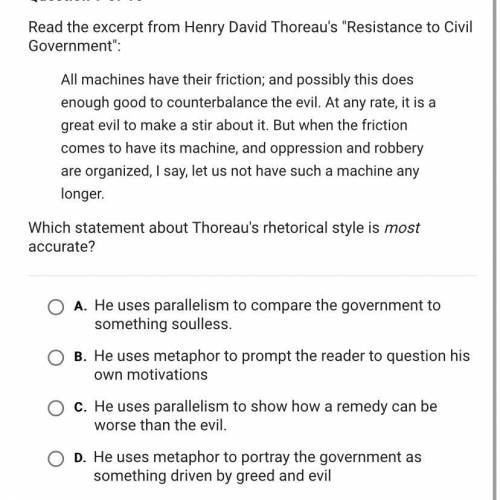 Read the following excerpt from Henry David Thoreaus resistance to civil government all machines ha