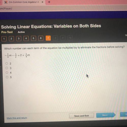 Which number can each term of the equation be multiplied by to eliminate the fractions before solvi