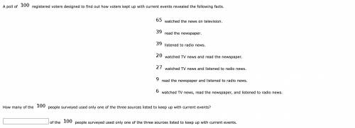 How many of the 100 people surveyed used only one of the three sources listed to keep up with curre