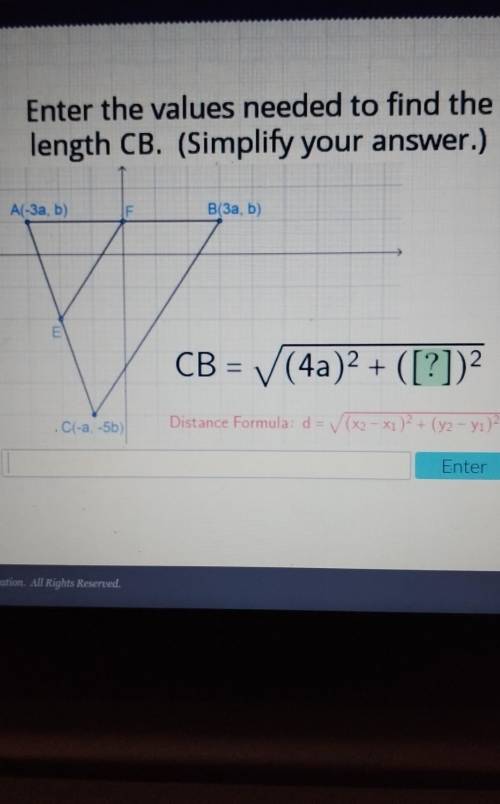 Enter the values needed to find the length CB. (Simplify your answer) ​