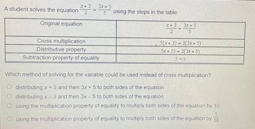 X+ 3

A student solves the equation
2
Il
3x + 5
5 using the steps in the table.
Original equation