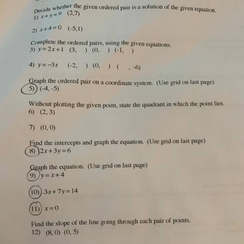 FOR BRAINLIEST ANSWER and show your work for !

1. 
2.
3.
4.
6.
7.