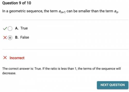 In a geometric sequence, the term a(n+1) can be smaller than the term a(n-)