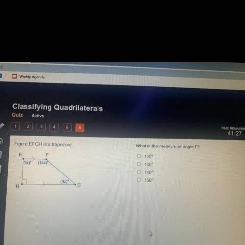 What is the measure of angle F?