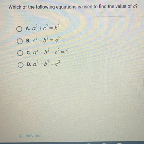 Which of the following equations is used to find the value of c?