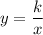 \displaystyle y=\frac{k}{x}