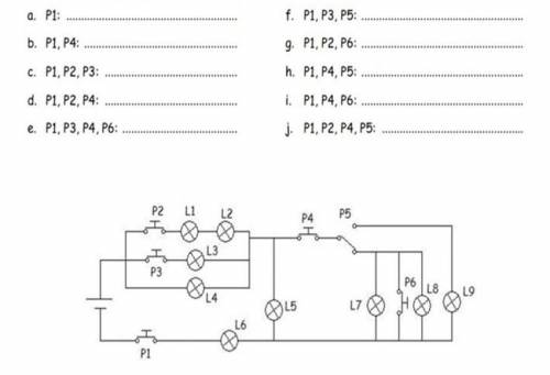 Circuit analysis

 
19. Observe the following circuit and indicate which lamps will light up if we