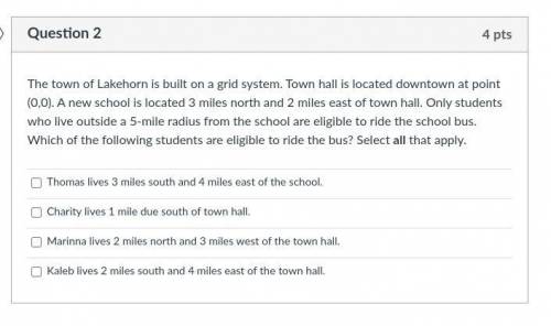 The town of Lakehorn is built on a grid system. Town hall is located downtown at point (0,0). A new