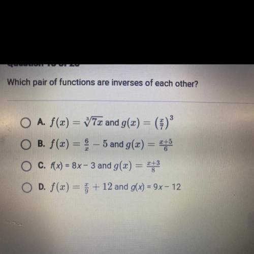 Which pair of functions are inverses of each other?