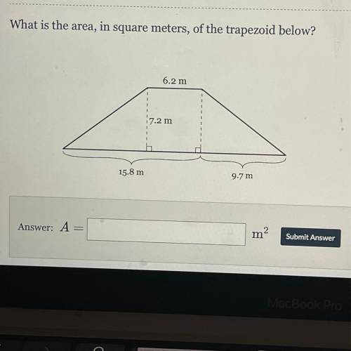 What is the area, in square meters, of the trapezoid below