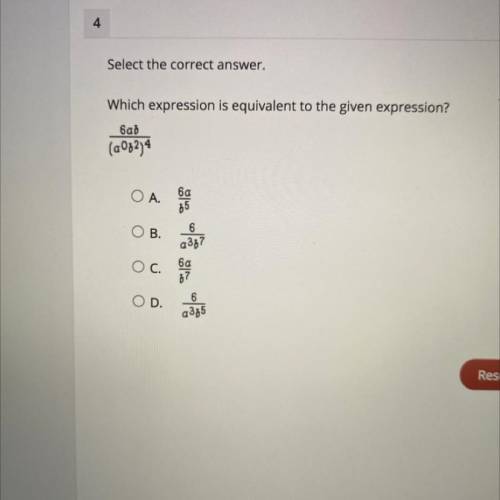 Which expression is equivalent to the given expression?