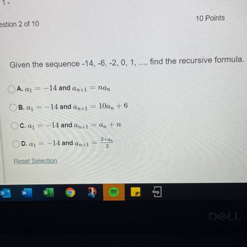 Given the sequence -14, -6, -2, 0, 1, ..., find the recursive formula.