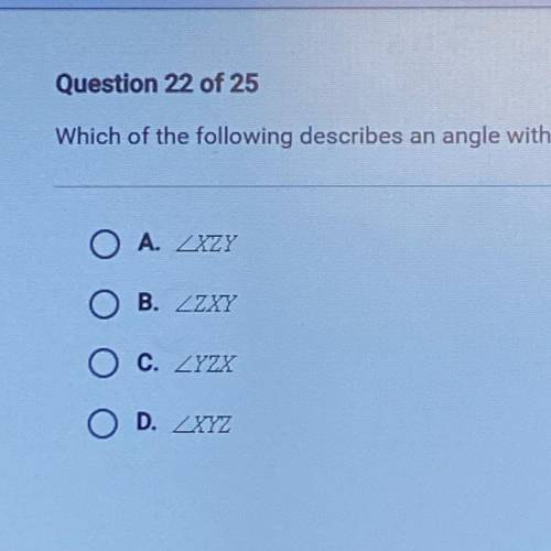 Which of the following describes an angle with a vertex at Z?