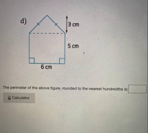 The perimeter of the above figure, rounded to the nearest hundredths is: