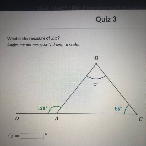 What is the measure of x? 
Angles are not necessarily drawn to scale.
X=?