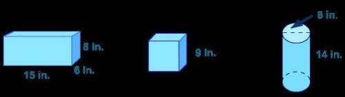 Calculate the volume of each solid. Use 3.14 for pi. Round answers to the nearest whole number.