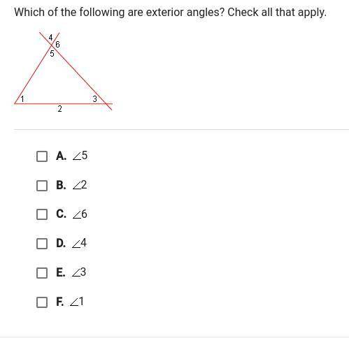 Which of the following are exterior angles?