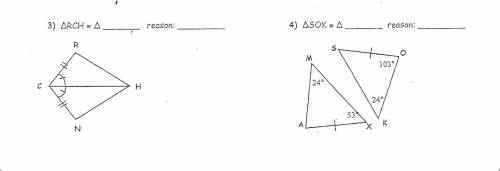 Determine if these triangles are congruent and why 3-4