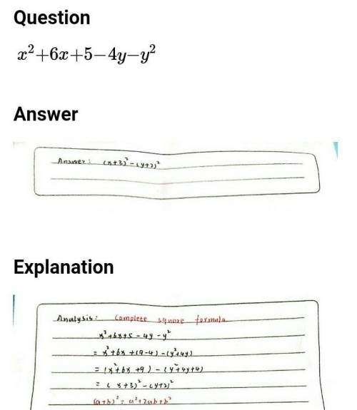 Factorize: x² + 6x + 5-4y - y²​