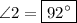 \angle 2=\boxed{92^{\circ}}