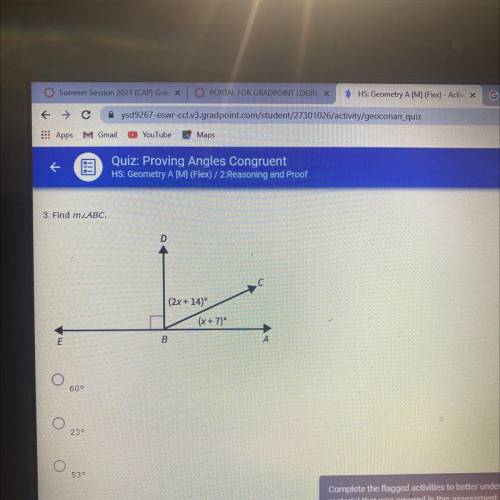 3. Find m
D
(2x+14)
(x + 7)
E
B
60
23
53
30