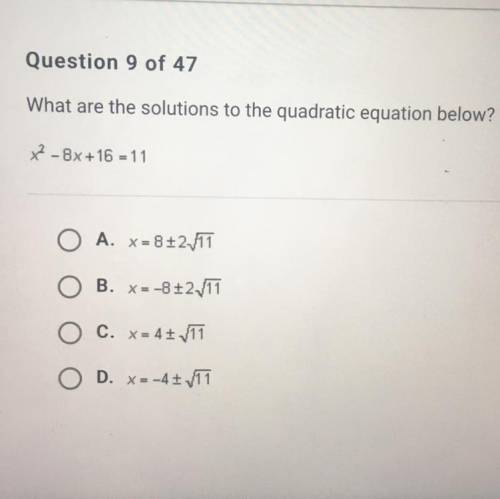 What are the solutions to the quadratic equation below?