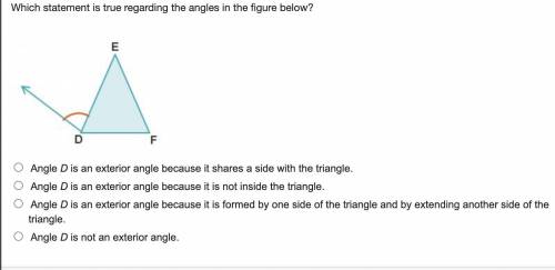 Which statement is true regarding the angles in the figure below?