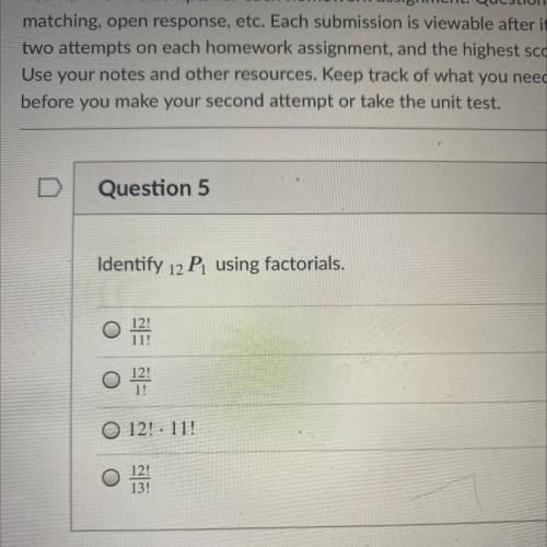 Identify 12Pı using factorials.