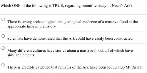 Which ONE of the following is TRUE, regarding scientific study of Noah’s Ark?