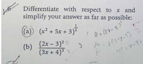 Hi, could someone help me differentiate Q6 b with ln​