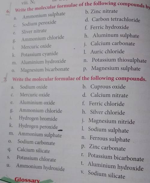 6. Write the molecular formulae of the following compounds by criss-cross method

7. Write the mol