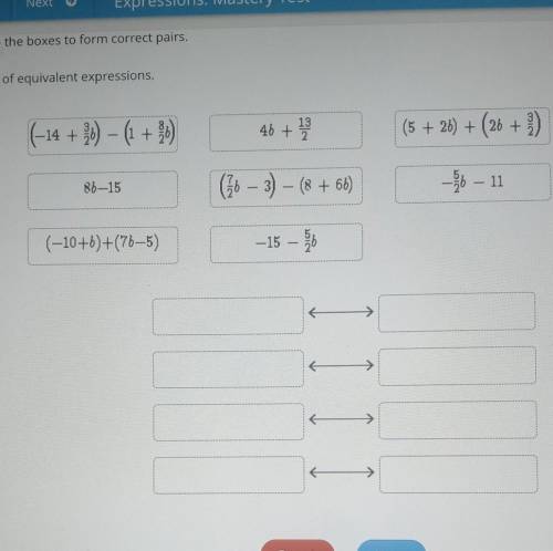 Drag the tiles to the boxes to form correct pairs. Match the pairs of equivalent expressions.​