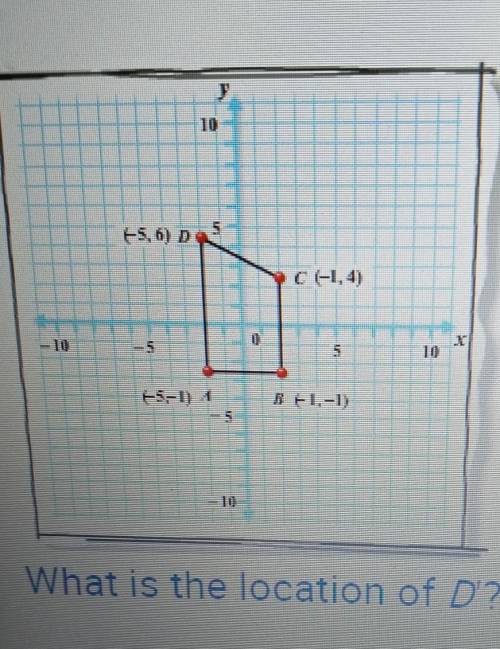 coordinates of the vertices of quadrilateral ABCD are A(-5, -1) B(-1,-1) C(-1,4) and D(-5,6). Thehe