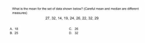 What is the mean for the set of data shown below? (Careful mean and median are different measures)